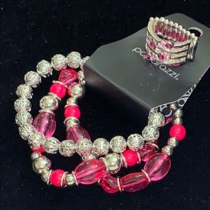 Pink & Silver Bracelet Set